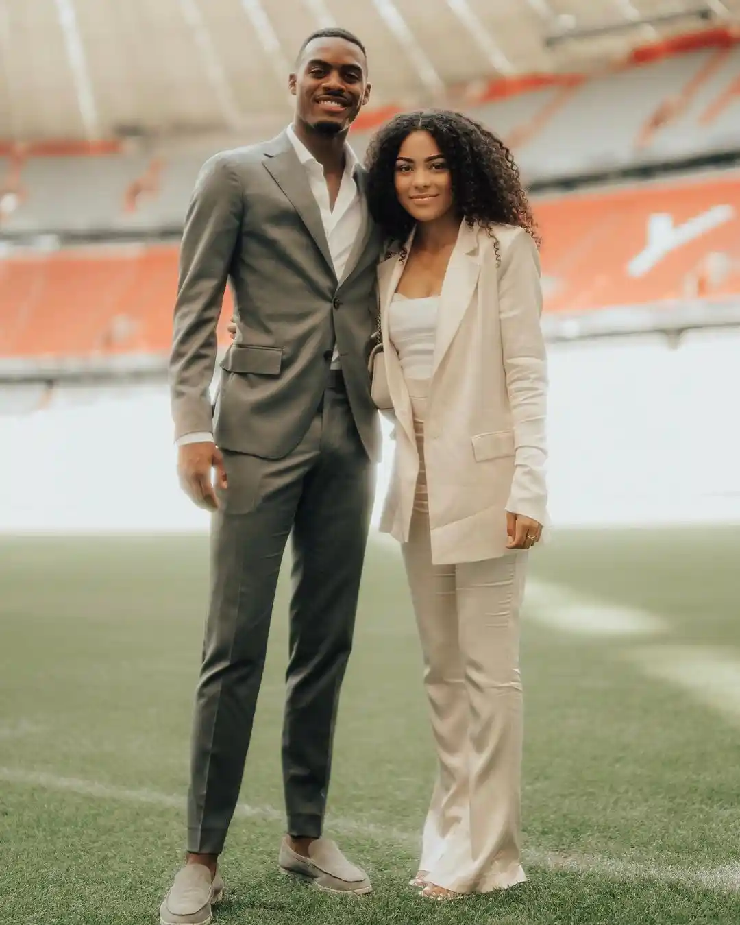 ryan gravenberch and cindy peroti dressed elegant at anfield