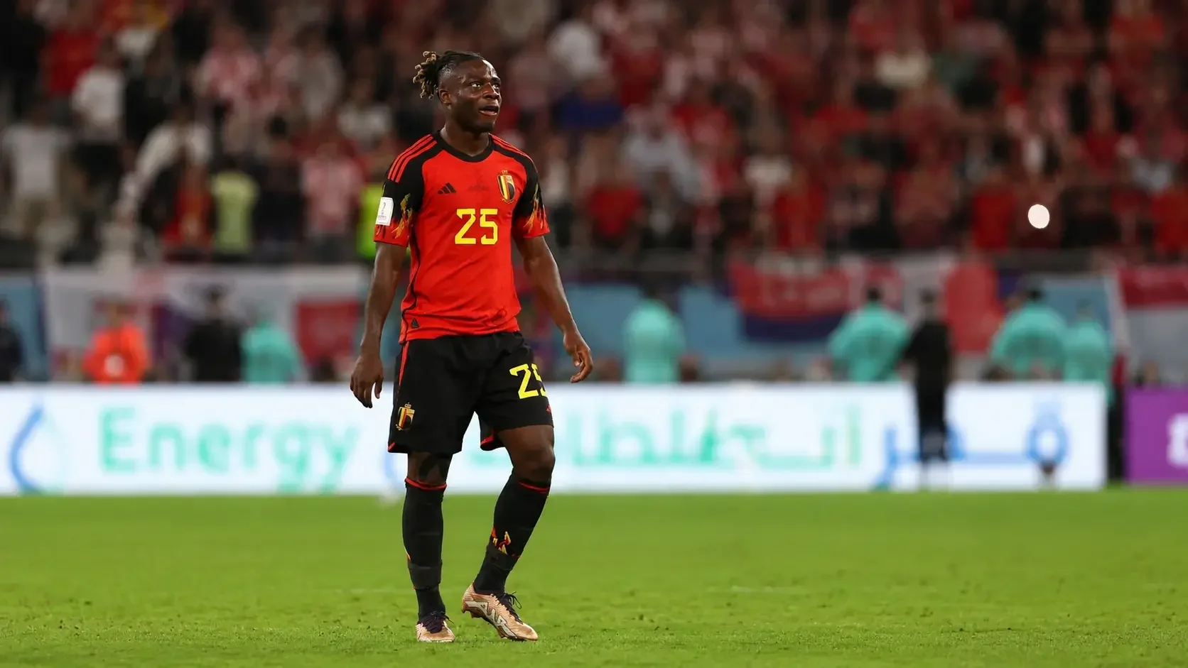 Jeremy Doku in Belgium kit during an international match