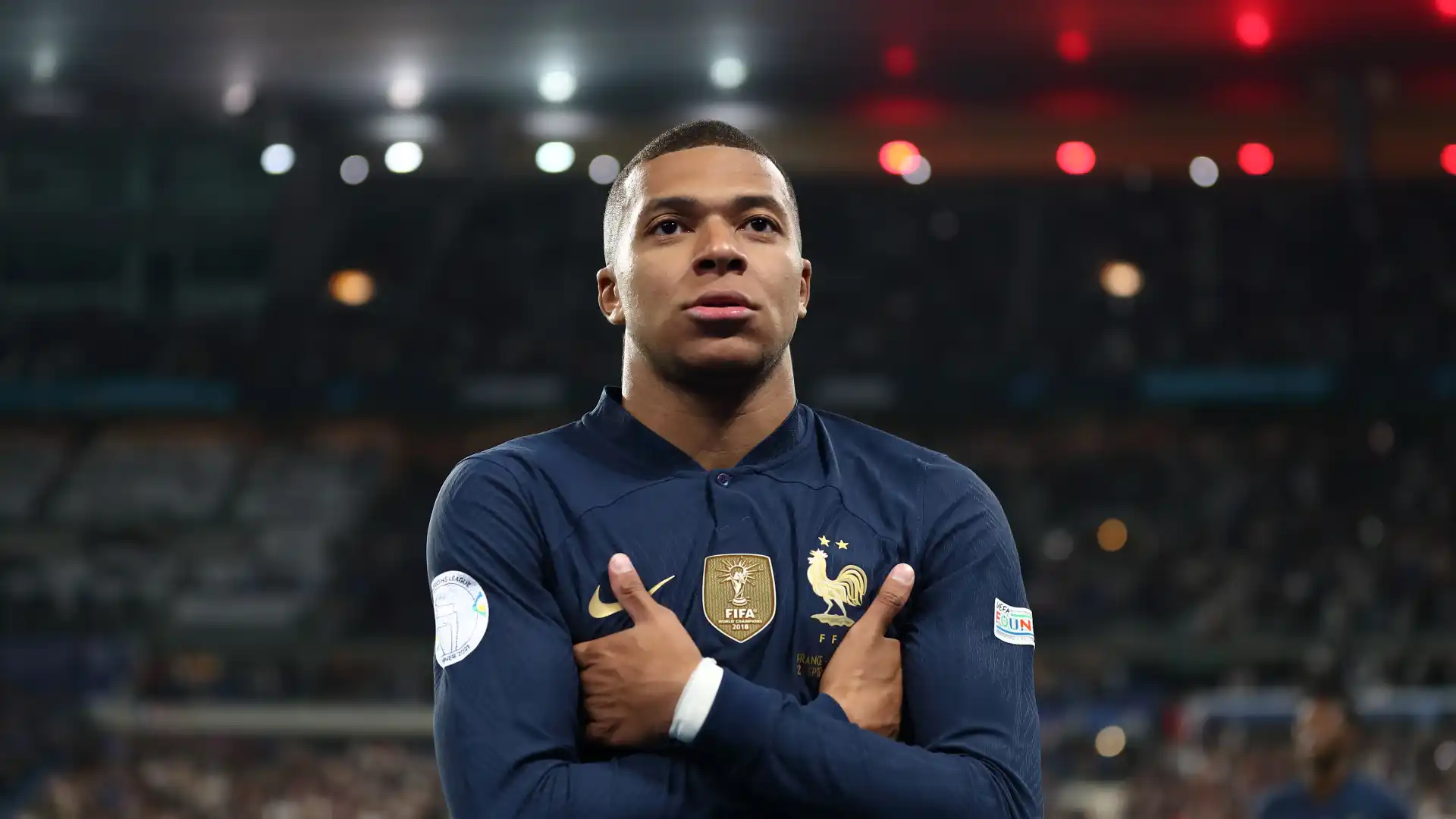 kylian mbappe arms crossed celebration