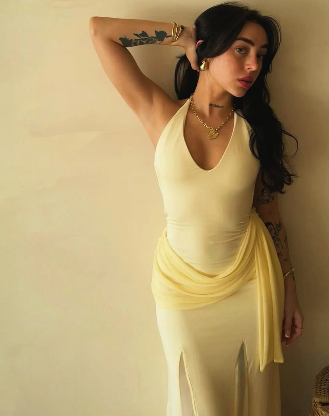 nicki nicole wearing yellow dress