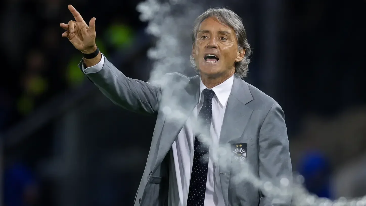 Roberto Mancini giving instructions from the touchline