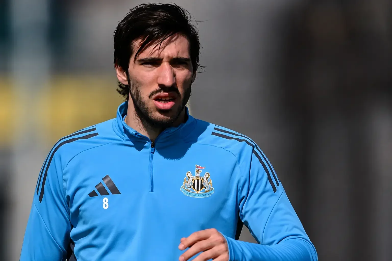 Sandro Tonali during Newcastle United training session in blue training kit