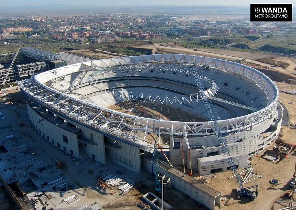 Atlético Madrid’s Wanda Metropolitano with modern stands and home fans